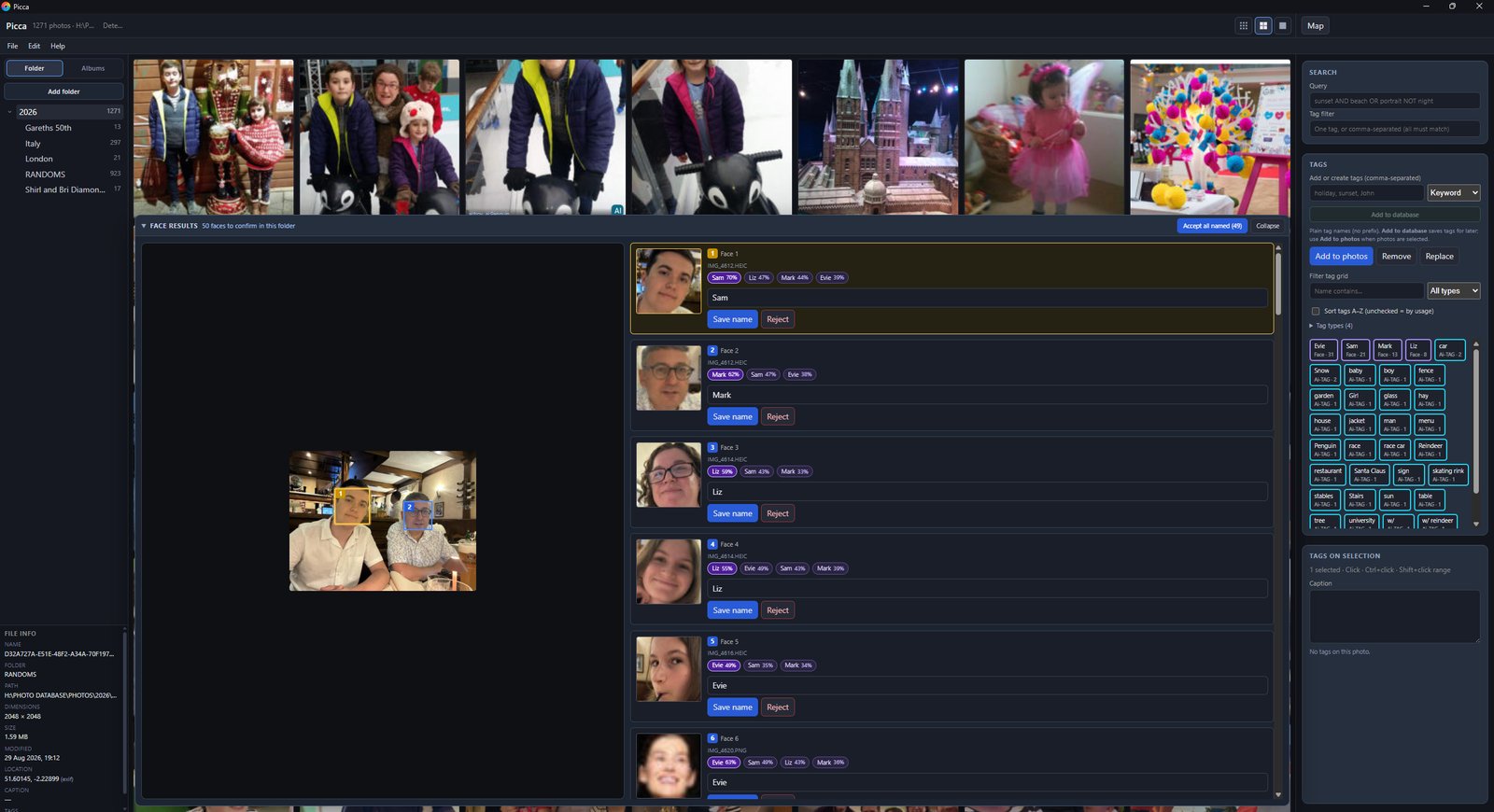 Picca — face recognition and confirmation